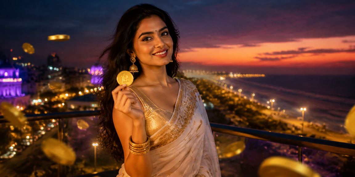 Indian woman logging into online casino on mobile