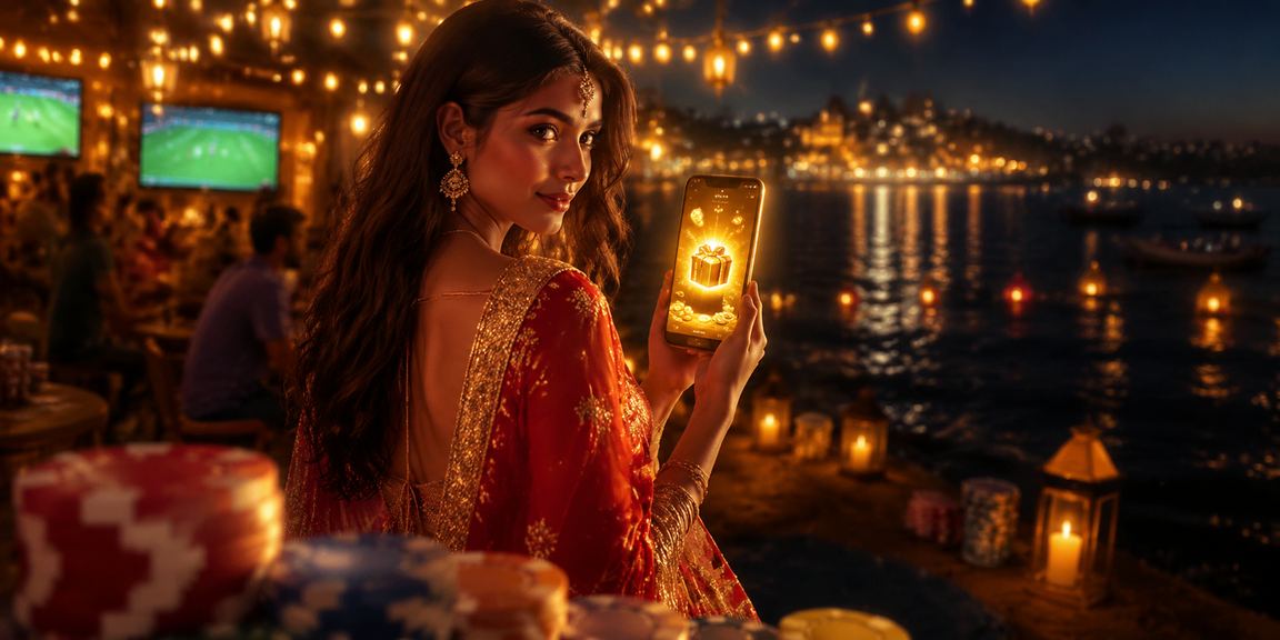 Indian woman using mobile device for responsible online gaming